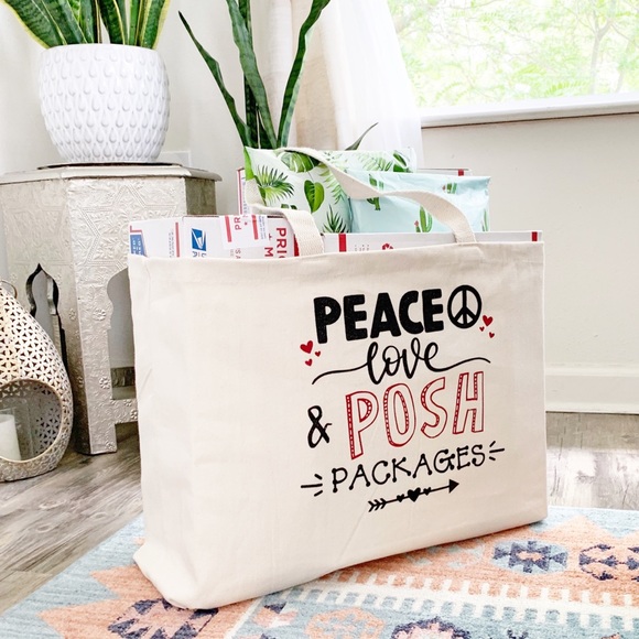 Peace Love & Posh Packages Large Canvas Tote Bag - Picture 3 of 6